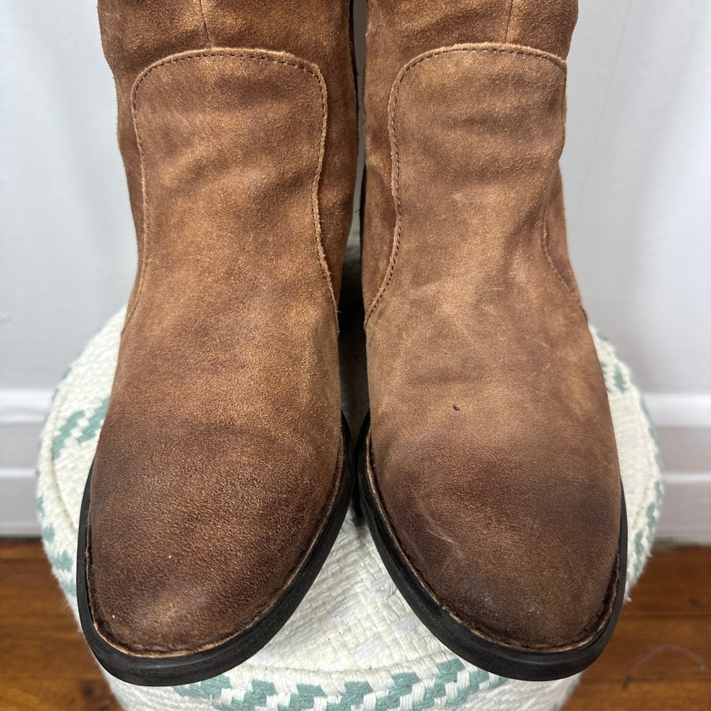Born Felicia Leather Knee High Boots Brown Distressed Suede Lace Back Women 9.5 - Picture 9 of 16